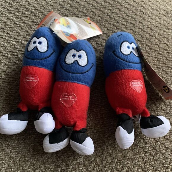 Just for Laughs Contagious Giggling Red Blue Happy Pill Plush *Works* LOT OF 3 - Picture 4 of 10